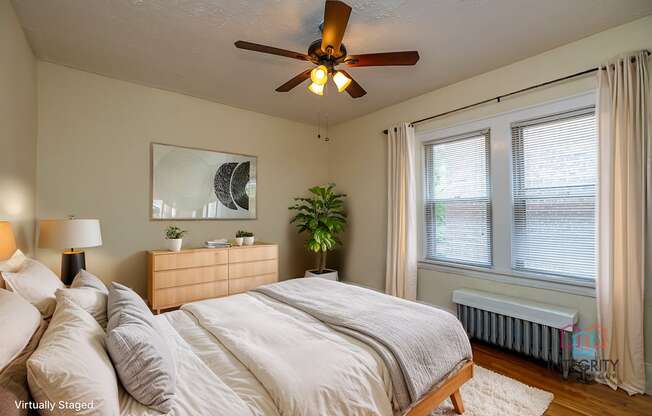 An example of a furnished bedroom at The Heights Collection.