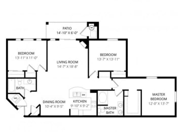3 beds, 2 baths, 1,482 sqft, $2,305