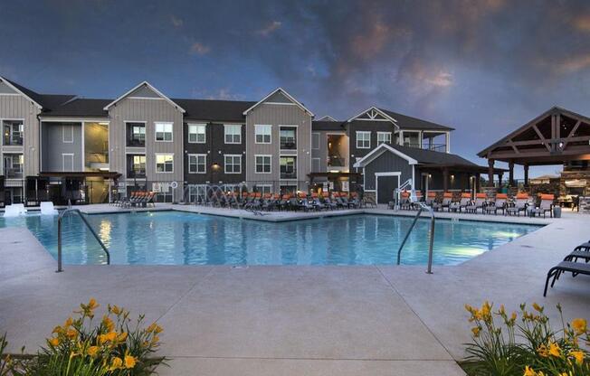 Twilight Pool at Watermark at Harvest Junction, Longmont, CO