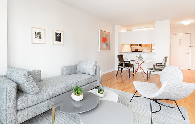 FiDi one bedroom apartment for rent with dining area and stainless steel appliances. 