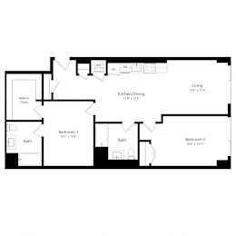 2 beds, 2 baths, 1,064 sqft, $3,683