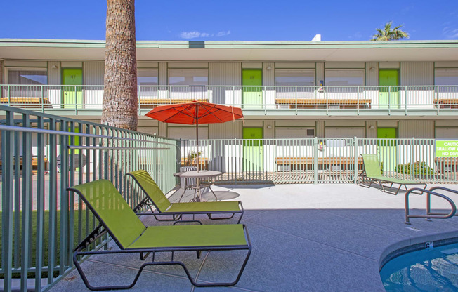 Pool patio at The Continental Apartments in Phoenix AZ Nov 2020