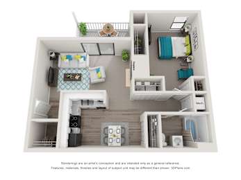 1 bed, 1 bath, 756 sqft, $999