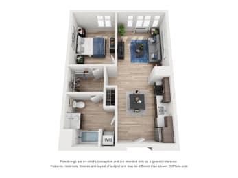 1 bed, 1 bath, 703 sqft, $1,812