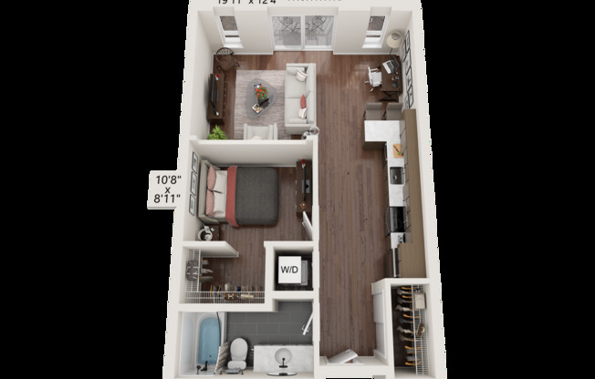 1 bed, 1 bath, 705 sqft, $1,300, Unit 219