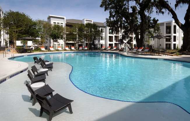 Resort-style Saltwater Pool With Tanning Ledge And Cabanas at The Ellis, Savannah, 31404