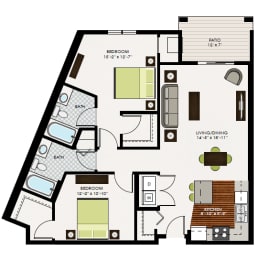 2 beds, 2 baths, 1,170 sqft, $1,952