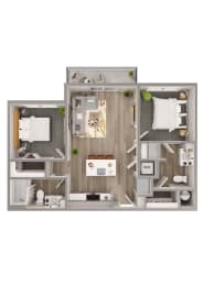2 beds, 2 baths, 886 sqft, $1,900