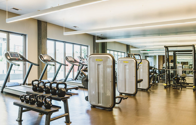 Expansive fitness center with Technogym® strength and cardio equipment