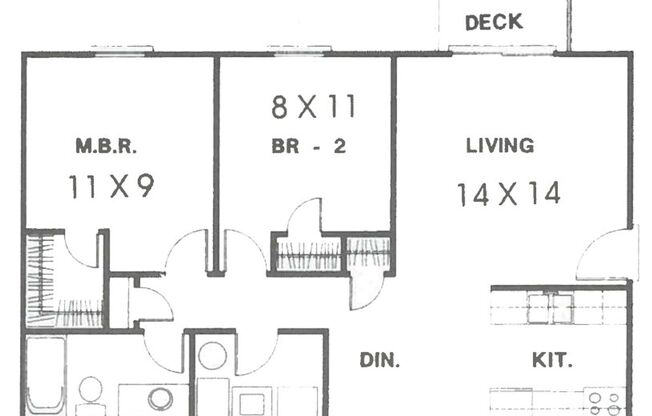 2 beds, 1 bath, 809 sqft, $1,134, Unit 901-43 (Style E)