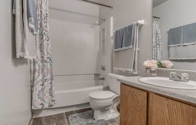 Bathroom Featuring Shower With Tub