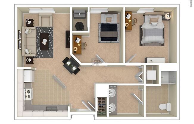 2 beds, 1 bath, 744 sqft, $1,637