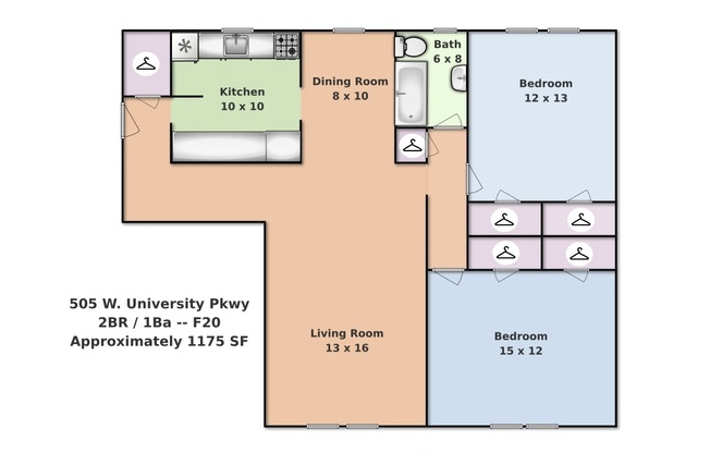 2 beds, 1 bath, 800 sqft, $1,695, Unit F20