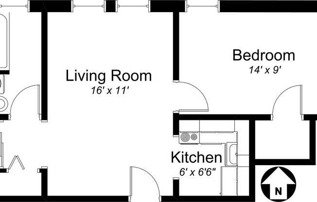 1 bed, 1 bath, 520 sqft, $2,000, Unit 308