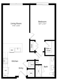 1 bed, 1 bath, 741 sqft, $1,462