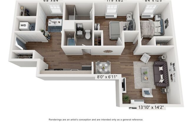 2 beds, 2 baths, 995 sqft, $2,895, Unit 519