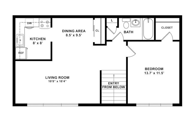 1 bed, 1 bath, 650 sqft, $1,880