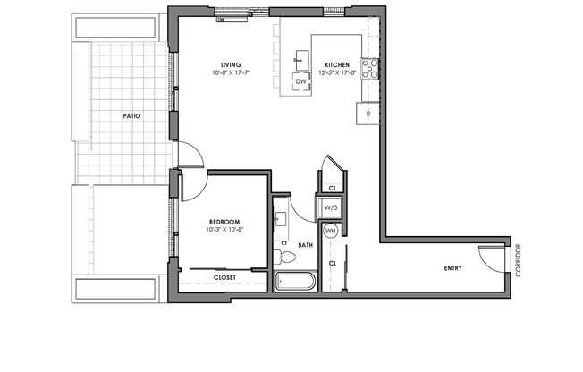 1 bed, 1 bath, 548 sqft, $1,900, Unit 101