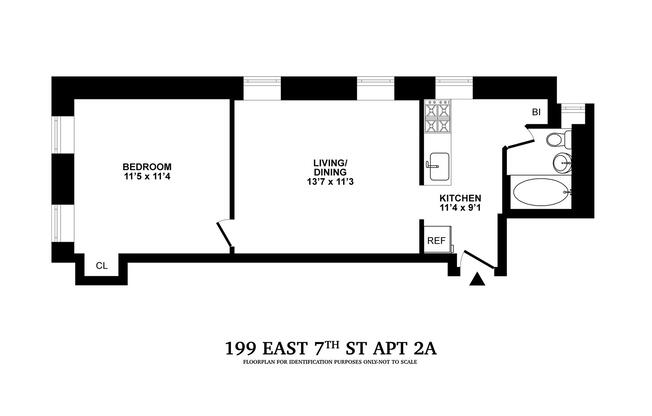 1 bed, 1 bath, $3,000, Unit 2A