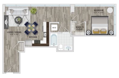 1 bed, 1 bath, 688 sqft, $2,576