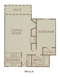 1 bed, 1 bath, 700 sqft, $1,550