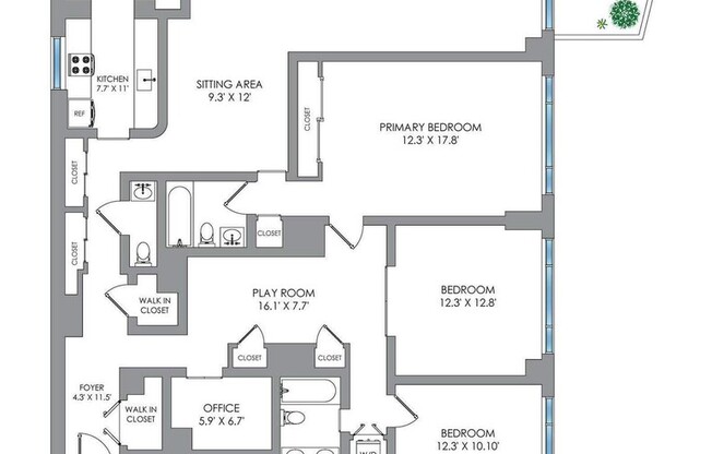 3 beds, 2.5 baths, 2,300 sqft, $10,900, Unit 22GH