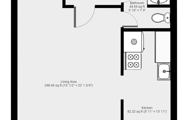 Studio, 1 bath, 437 sqft, $1,395, Unit 209