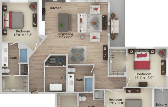 3 beds, 3 baths, 1,762 sqft, $2,505, Unit 181