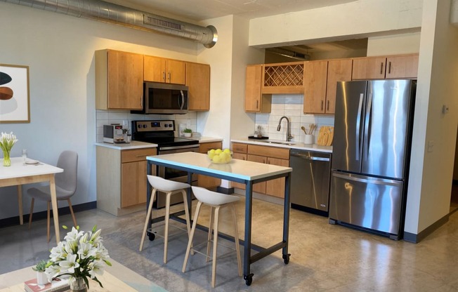 View Of Bright Kitchen at 700 Central Apartments, Minneapolis, 55414