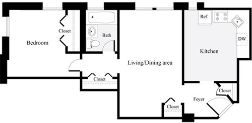1 bed, 1 bath, 600 sqft, $1,845, Unit 0305