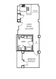 1 bed, 1 bath, 885 sqft, $1,405