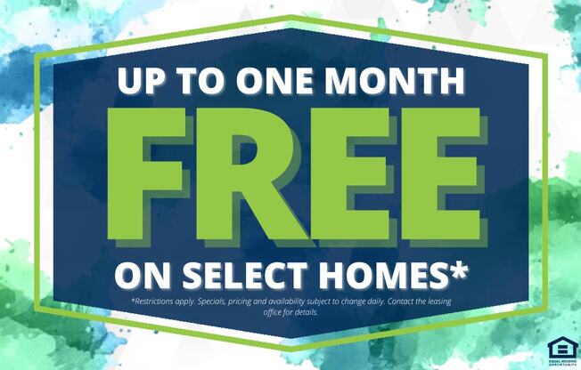 A promotional image advertising a free offer on select homes for up to one month.