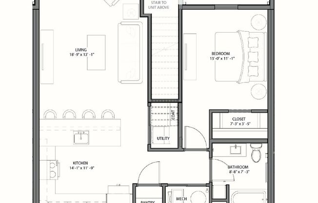 1 bed, 1 bath, 828 sqft, $1,525, Unit B106