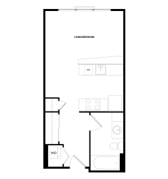 Studio, 1 bath, 447 sqft, $1,495