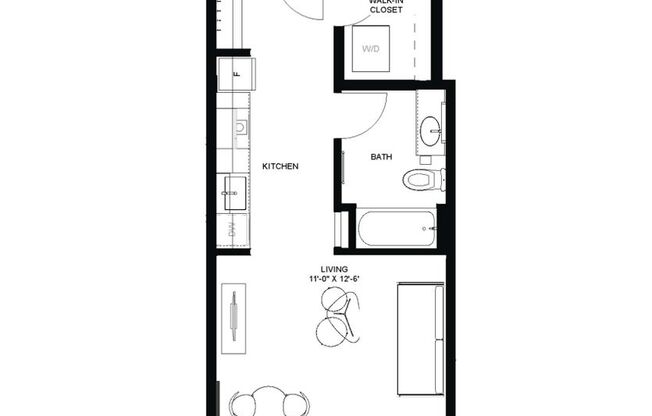 Studio, 1 bath, 411 sqft, $1,400, Unit 517