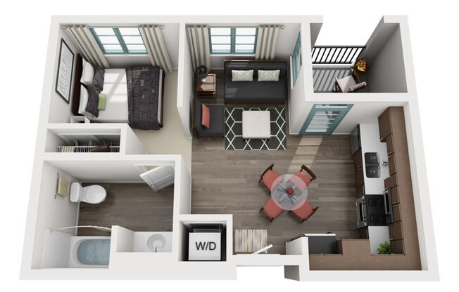 1 bed, 1 bath, 606 sqft, $2,708