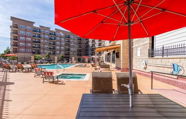 Poolside Umbrella Chairs at Carson Street Towers, Overland Park, 66223