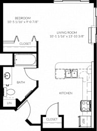 Studio, 1 bath, 582 sqft, $1,117