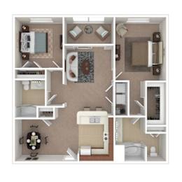 2 beds, 2 baths, 1,101 sqft, $1,251