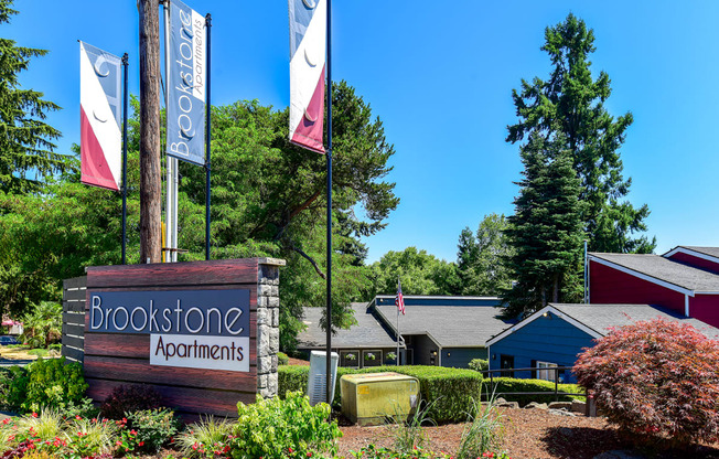 a picture of the brookstone apartments sign