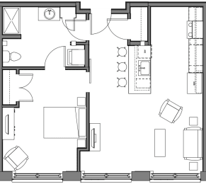 1 bed, 1 bath, 761 sqft, $2,350
