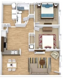 Two Bedroom Floor Plan  Windover Woods Apartments in Titusville, FL