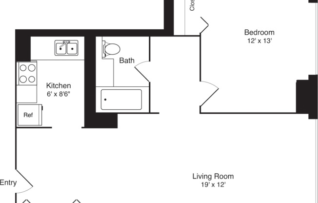 1 bed, 1 bath, 576 sqft, $4,671