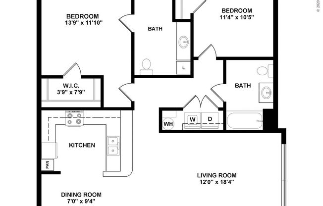 2 beds, 2 baths, 1,023 sqft, $1,323