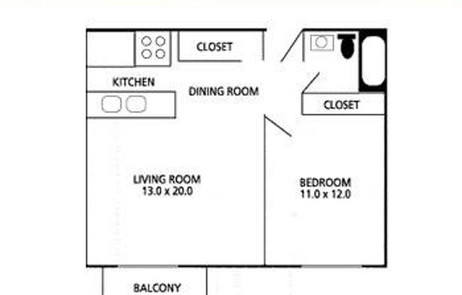 1 bed, 1 bath, 560 sqft, $795, Unit 605-25