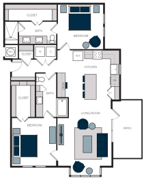 2 beds, 2 baths, 1,313 sqft, $3,321