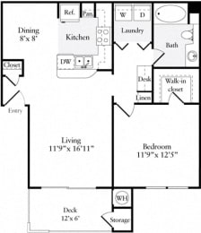 1 bed, 1 bath, 728 sqft, $2,442