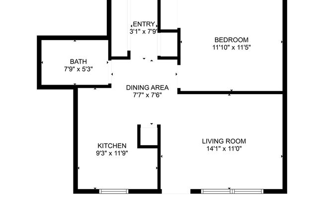 1 bed, 1 bath, $450, Unit 4