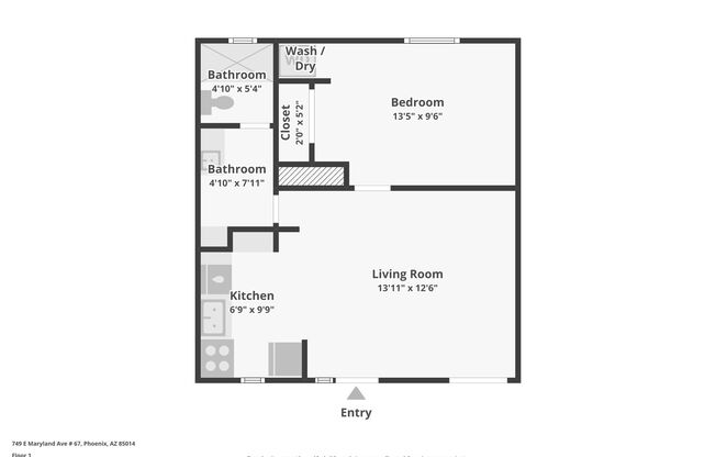 1 bed, 1 bath, 550 sqft, $1,549, Unit 44