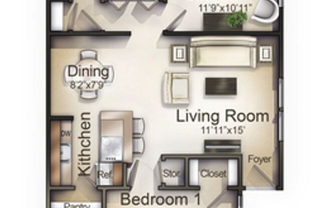 2 beds, 2 baths, 835 sqft, $1,535, Unit 5831-15